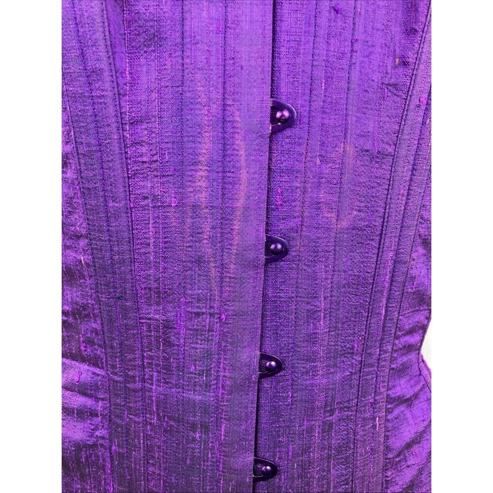 22 Dark Garden Ready Made Purple Silk Overbust Arch Corset Vintage 1990s 90s - Picture 2 of 6